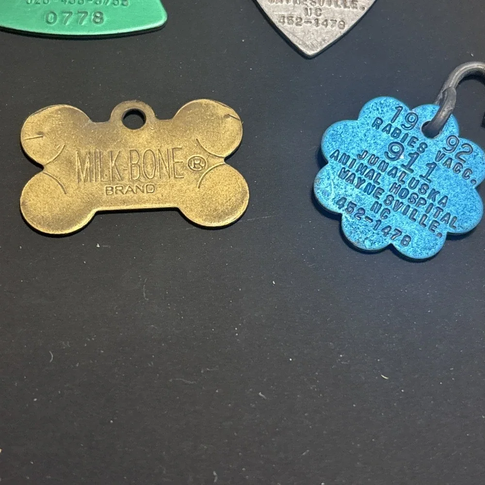 23 Vintage Dog Tags Rabies Vaccination Waynesville NC Pet ID Milk-Bone 1980s